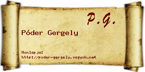 Póder Gergely névjegykártya
