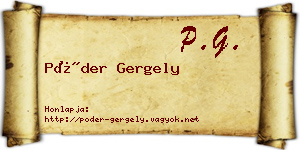 Póder Gergely névjegykártya